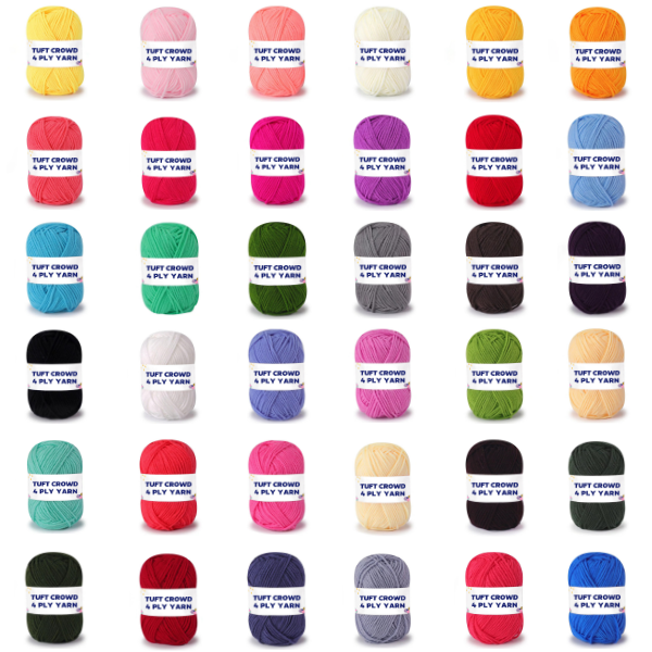 TUFT CROWD - Spectrum Yarn, 36 Colours 4-ply Tufting Yarn ( 12 x 25g )