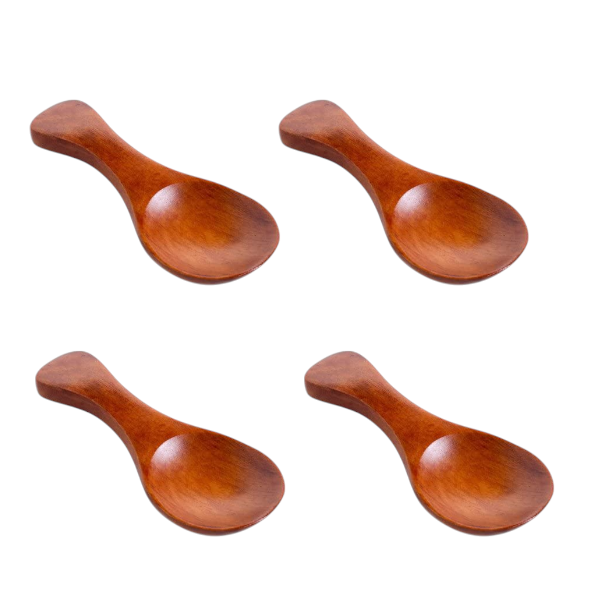 4pcs Mini Smooth Wooden Spoons - Dark Brown