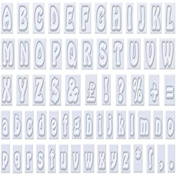 64 Pcs DIY Alphabet-Upper Lower Case And Symbols Fondant Cutter Set - White