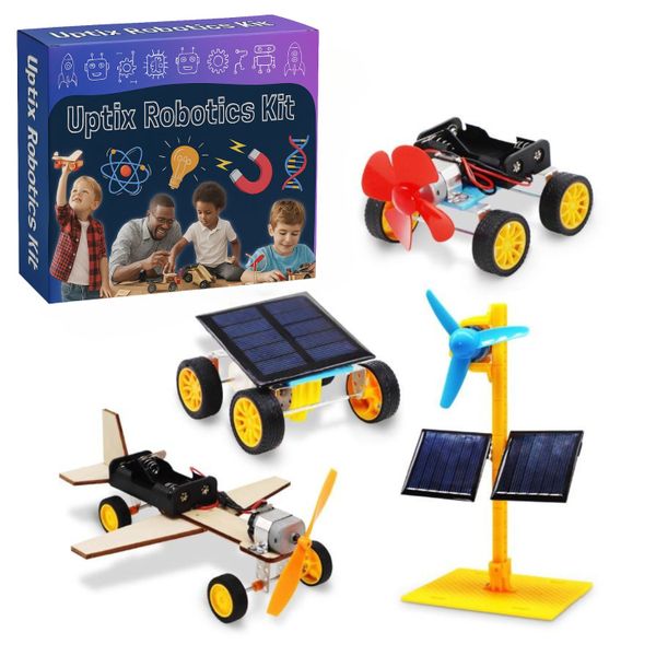 Kids DIY 3D Model Solar Fan, Car, Wind Powered Car &amp; Electric Aeroplane