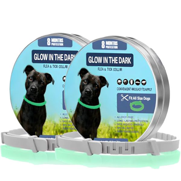 2-Pack Glowing Flea &amp; Tick Collar For Pets -8-Month Protection (Waterproof)