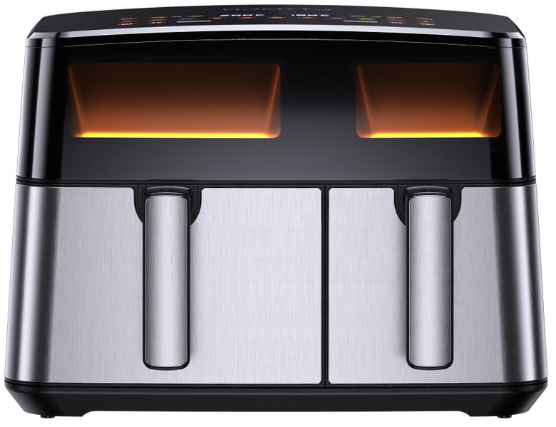 HOMTTO Visible Window Stainless Steel Dual Air Fryer - 9.5L