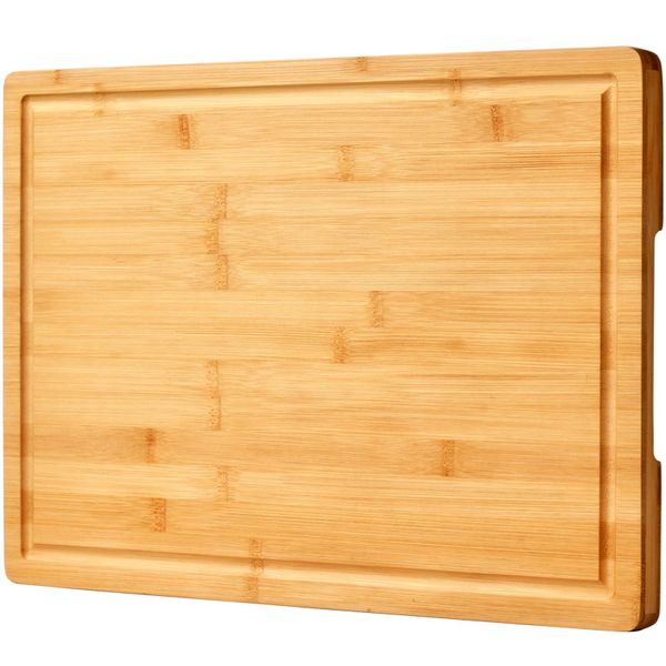 Bamboo Cutting Board - Charcuterie Board with Handles &amp; Juice Grooves