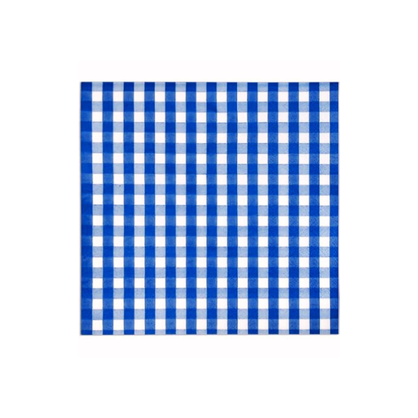 Disposable Serviettes - Blue - Chequered - 1 Ply - 50 Piece