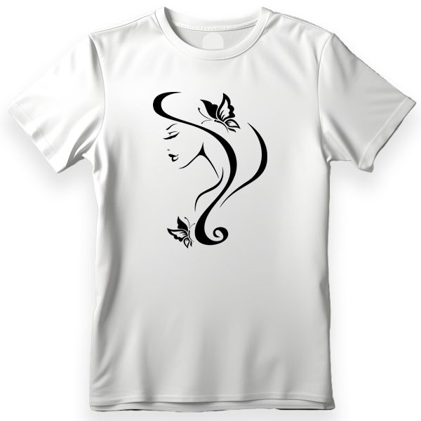 T-Shirt Printed - Women's face with Butterfly