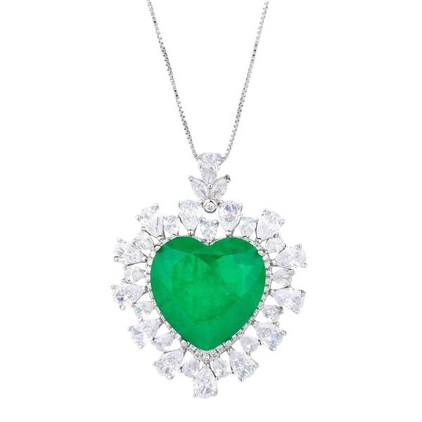 ZELTRYN Heart Inlaid Imitation Paraiba Pendant