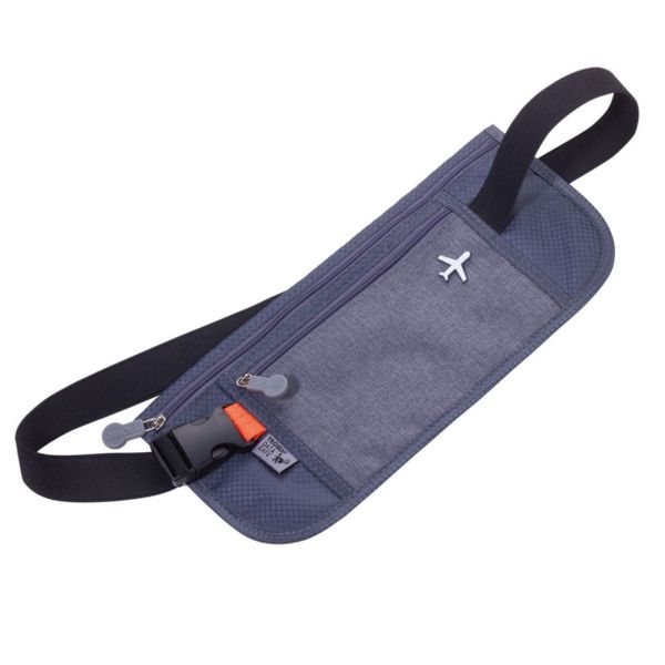 TROIKA Belt Bag | Travel Waist Bag | 2 Compartments. RFID Protection | Grey
