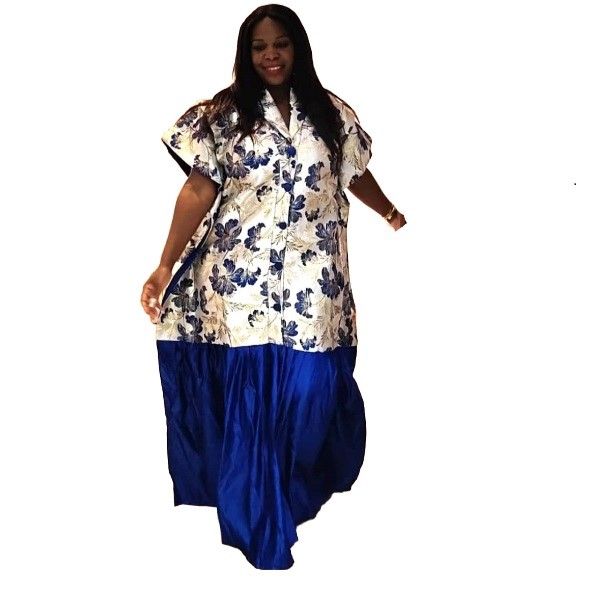 The Queen Tiara Maxi Kaftan Dress - Blue &amp; Gold