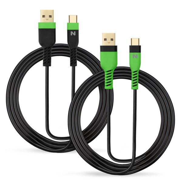NiTHO 2 USB to USB-C Cables for PS5 &amp; Xbox Series X/S Controller, Green