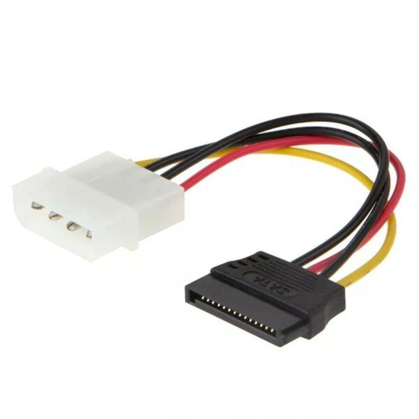 Molex to SATA Power Adapter Cable - 4-Pin to 15-Pin, 15cm, 18AWG