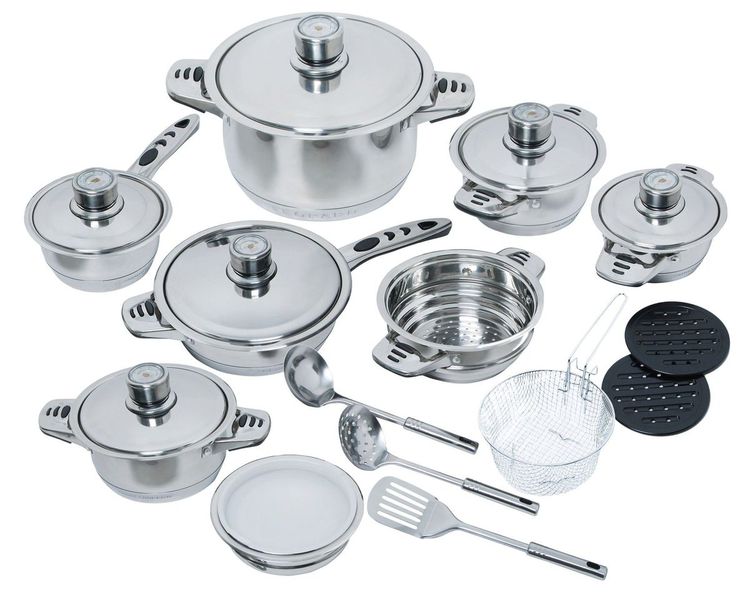 22 Pieces Stainless Steel 11-Layered Heavy Bottom Induction Cookware Set