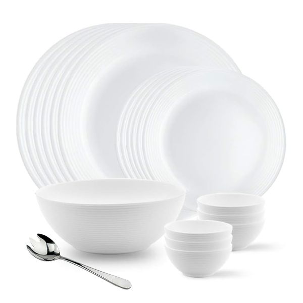 25 Piece - Super White Porcelain Premium Quality Melamine Dinner Set