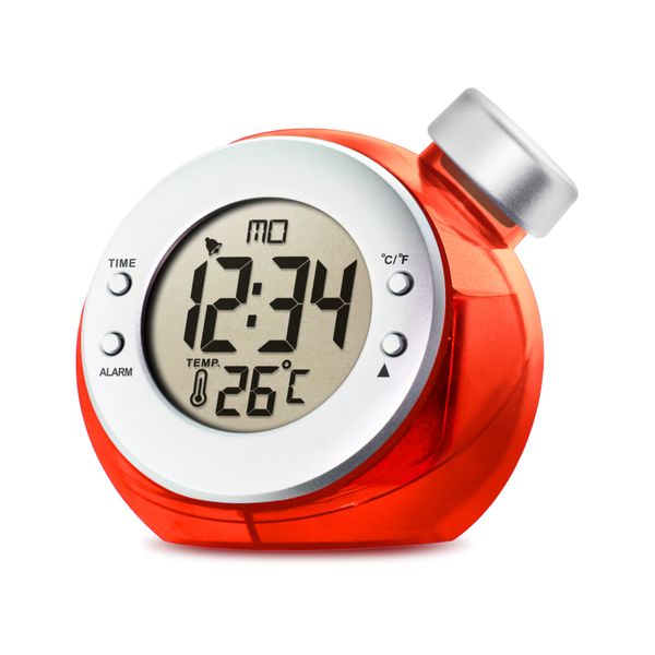 Water Clock With Thermometer and Alarm - Powered by Water - Red