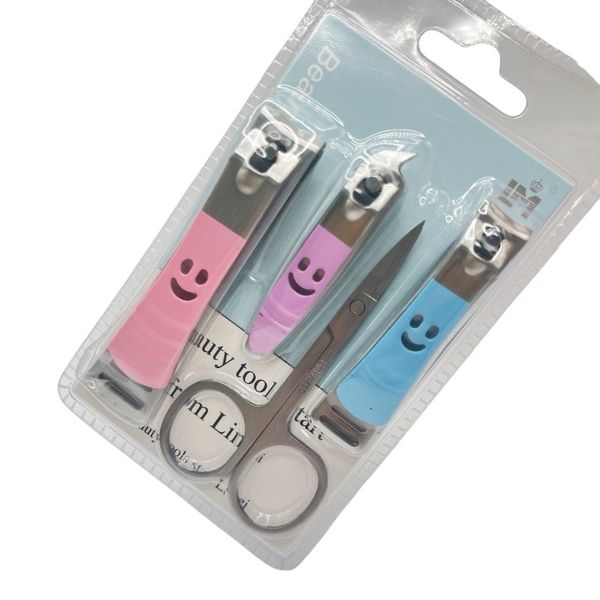 4-Piece Stainless steel smiley face nail clipper set with scissors(9839)