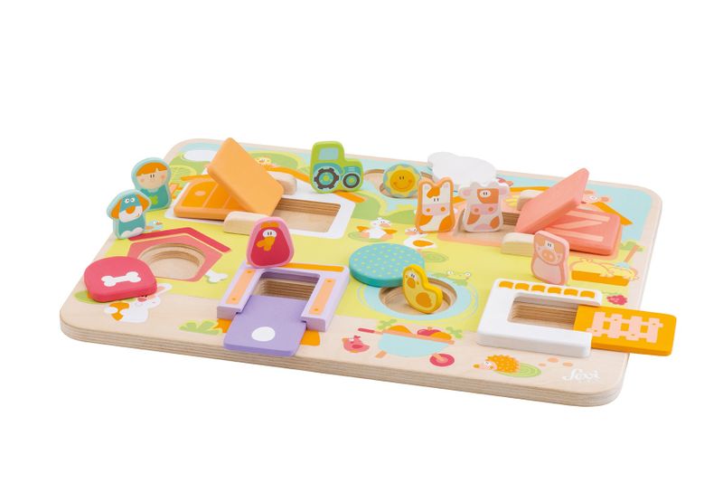 Sevi Wooden 9 Piece Peek-a-Boo Board Farm - 46cm