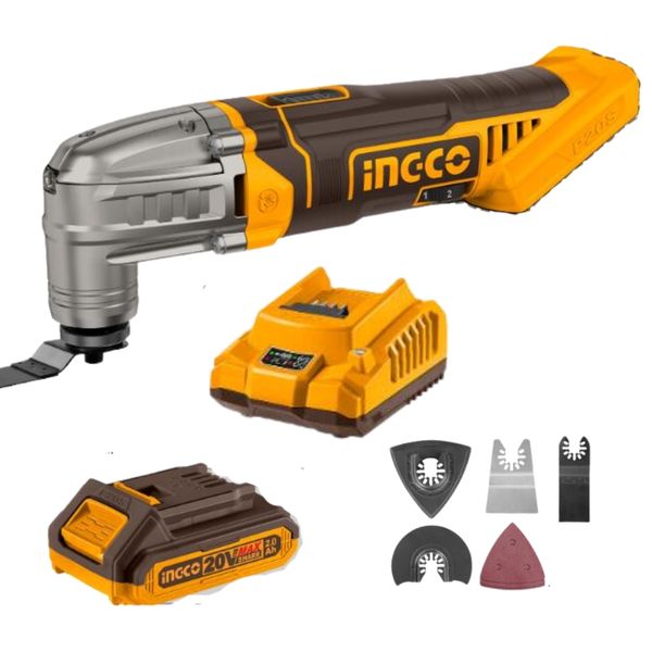 Ingco - Cordless Multi-Tool (20V) with 2.0Ah Battery &amp; Charger