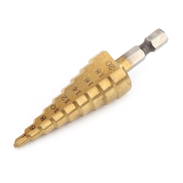 Step Drill Bit 4-20mm Titanium Coated HSS for Power Tools Hex Shank
