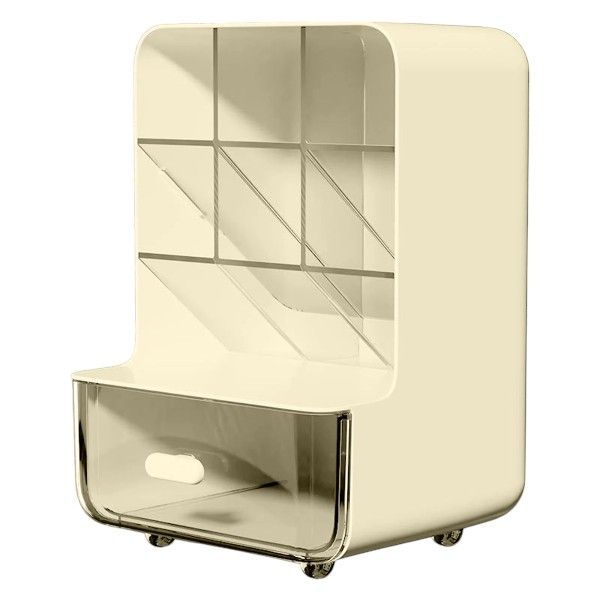 Multi-Section Design Organiser With Transparent Pull-Out Drawers - Yellow