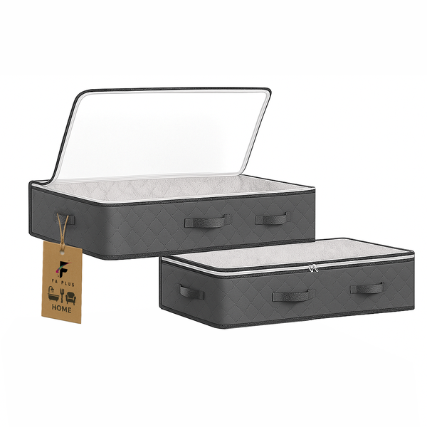 FA PLUS 2Pack 90L Foldable Underbed Storage Bag with Zipper and Handle