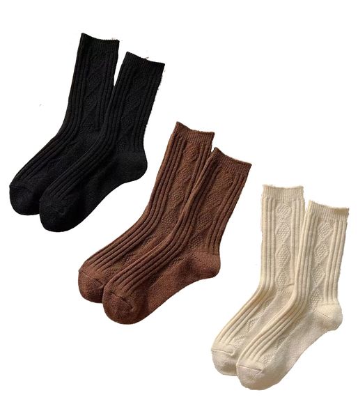 Mary Womens Crew Socks, Casual Knit Cotton Warm Comfy Breathable