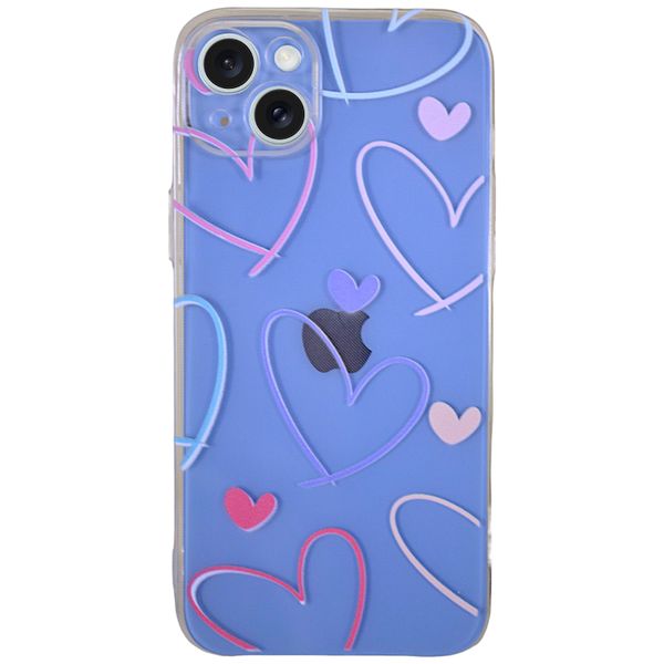 Clear - Phone Case with Big Colur Hearts &amp; Pro Camera - Iphone 14 Plus