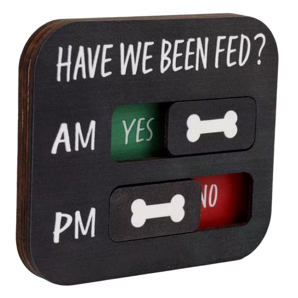 Pet Wooden Dog &amp; Cat Tracker Feeding Schedule Magnet - 11.5cm