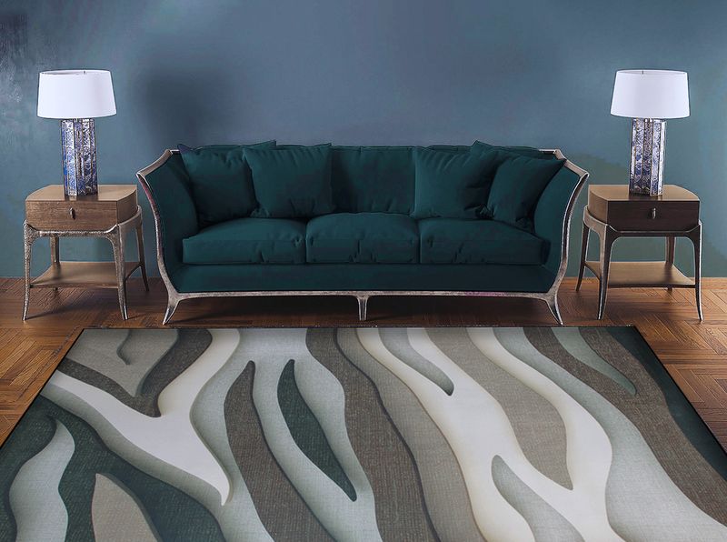 Rug 6 Modern 200cm x 150cm - Printed 3D Design - Green