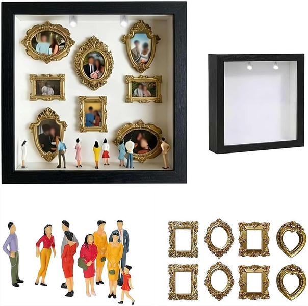 DIY Mini Gold Photo Frame Silhouette Box, Upgraded 3D Photo Frame Kit