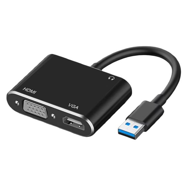 2-in-1 USB 3.0 to HDMI/VGA Adapter Compatible with Laptop Computer
