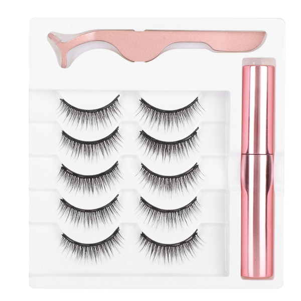3 Pairs Magnetic False Eyelashes Eyeliner Set with Tweezers