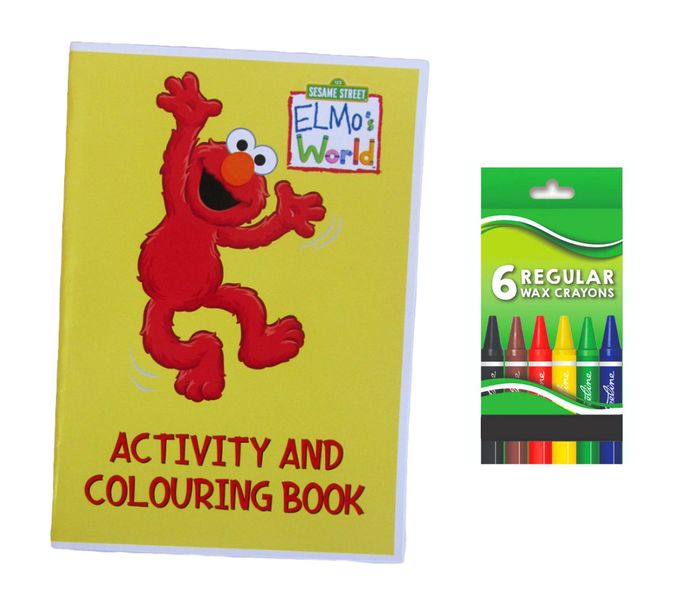 Elmo Activity and Colouring Book A5 plus 6 Wax Crayons - Set of 5