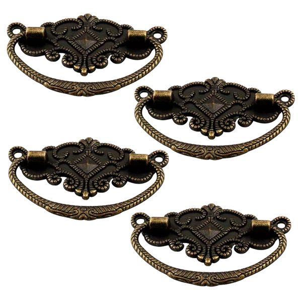 Home Vintage Bronze Cabinet Drawer Pulls With Unique Designs 4pc - 7.4cm