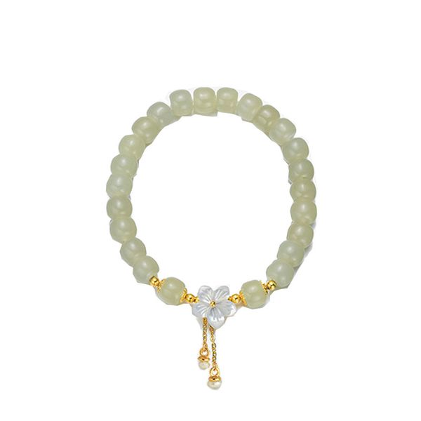 Ethnic Style Hetian Jade Cherry Blossom Tassel Bracelet