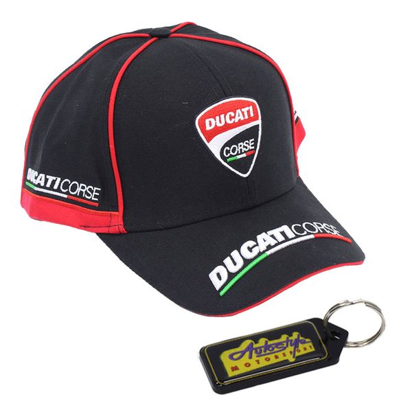 Ducati Corse Baseball Cap Red with Black Trim &amp; Gel Key Holder