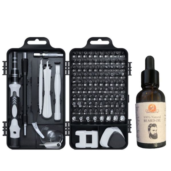 Set of 115 Computer Repair Tool Kit &amp; Beard Growth Oil