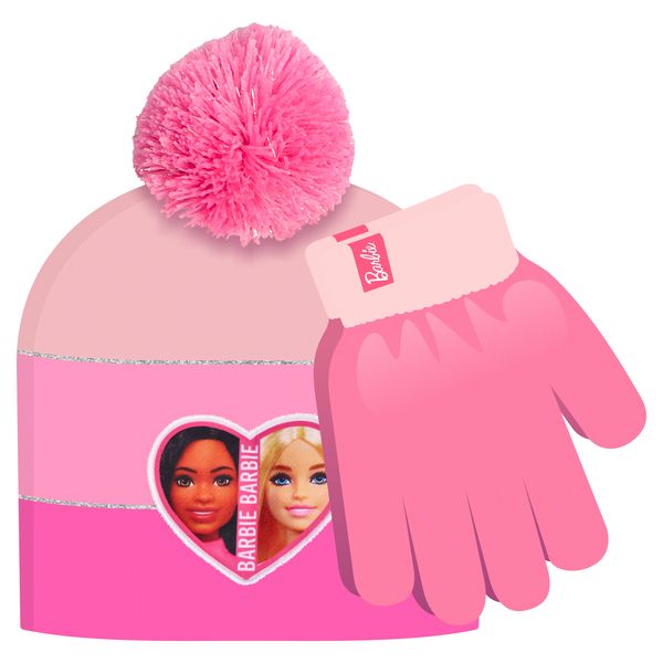 BARBIE By MATTEL Official Licensed Girls Kids Beanie and Glove Set