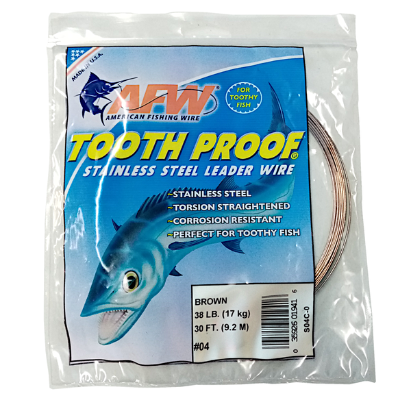 American Fishing Wire Tooth Proof Single Strand Brown Leader Wire #4 17Kg/38Lb