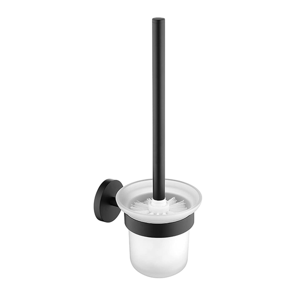 Wall Mounted Matte Black Metal Toilet Brush &amp; Holder - 2 Pack
