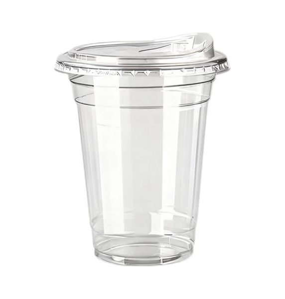 500ml 16oz 50 Pack Disposable Plastic Coffee Drinking Cups with Lid