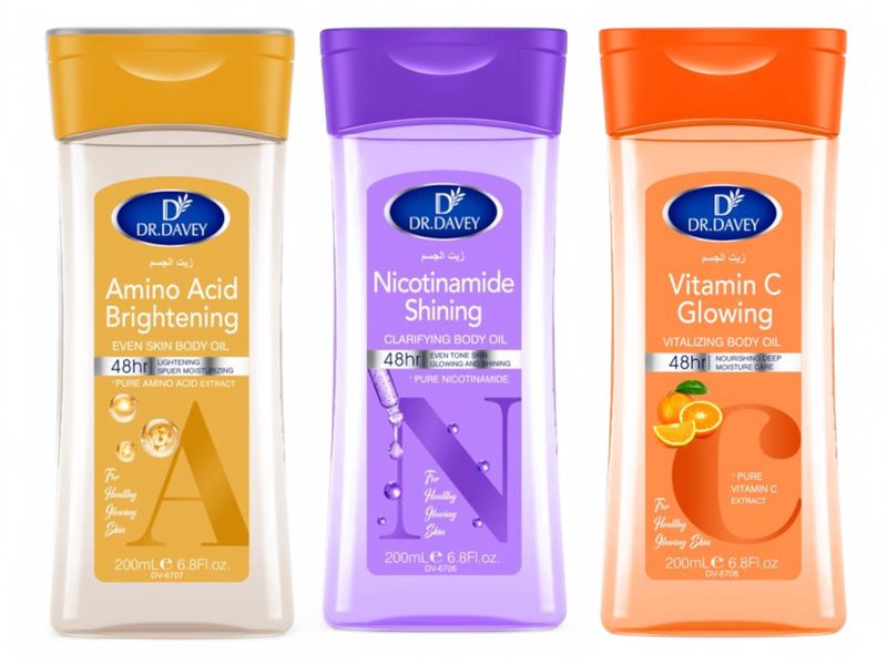 Set of 3 - Dr Davey Vitamin C Nicotinamide Amino Acid Glow Body Oil 200ml
