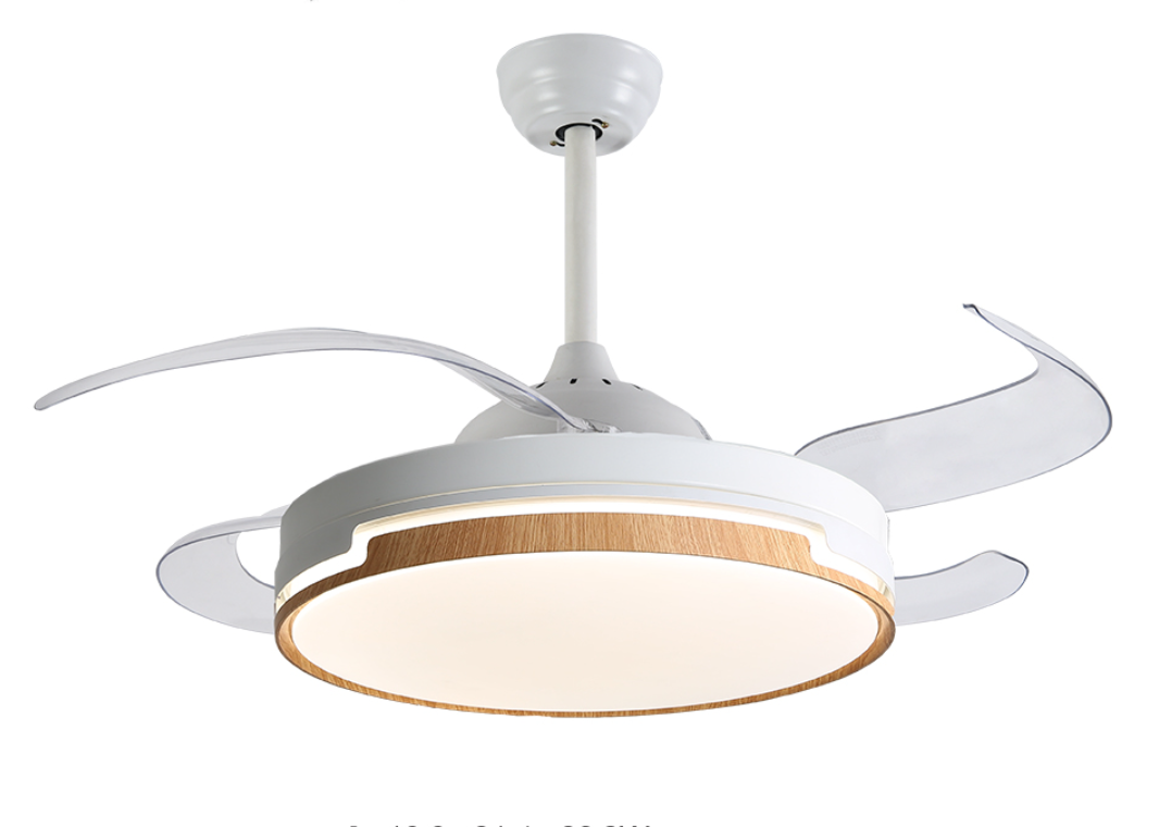 Ultra Quiet LED Ceiling Fan With Remote - White and Light Wood