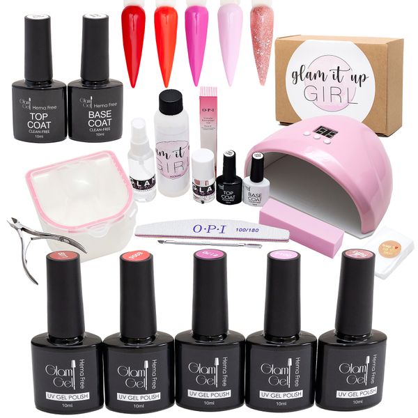 UV Gel Nail Polish Starter Colour Kit Glam Gel Hema-Free set of 18 PLN