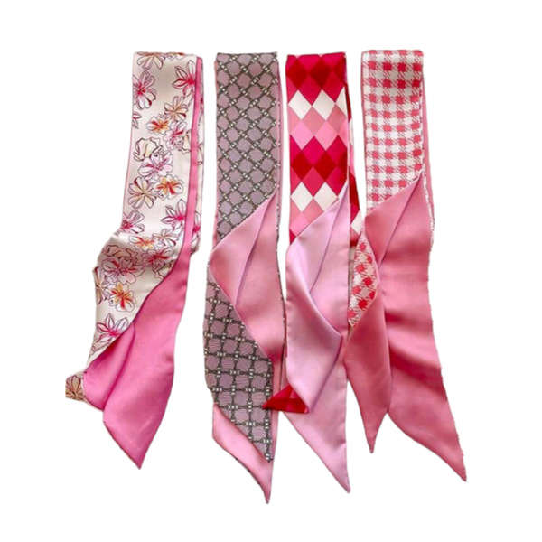 Pink Floral Hair/Neck Accessory Scarves- 4 Pieces