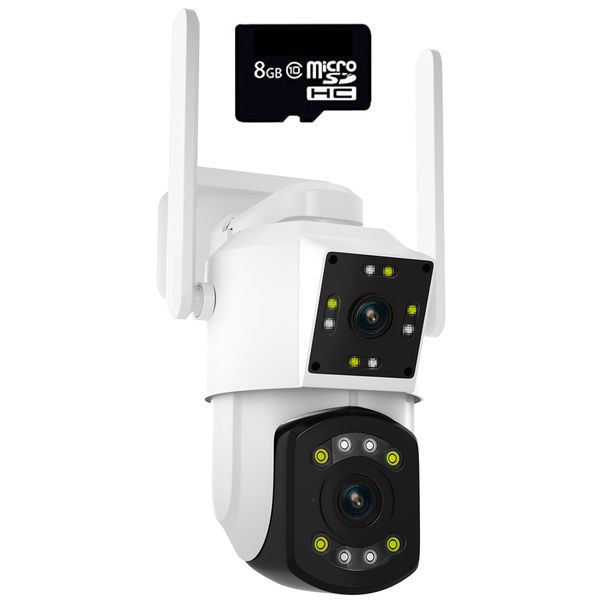 Dual View Two Viewing Angles Home Office Outdoor Security Camera &amp; 8GB Card