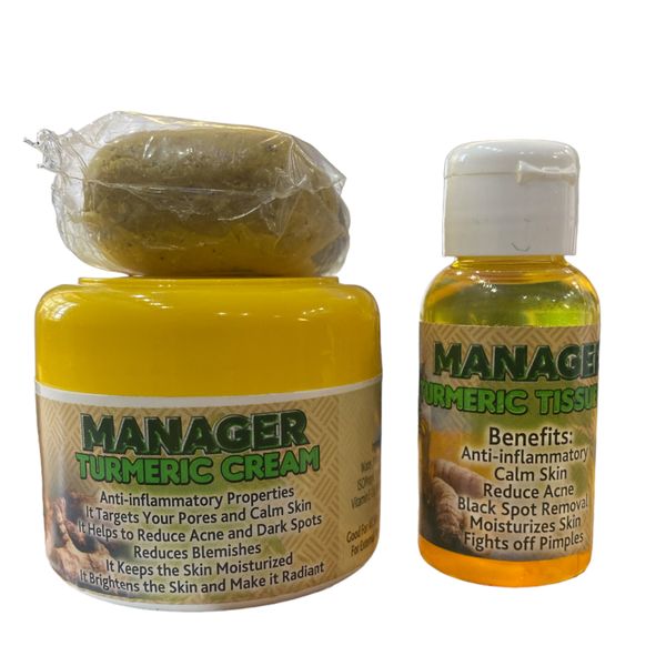 Manager Turmeric Cream And Turmeric Tissue Oil With Soap Bar