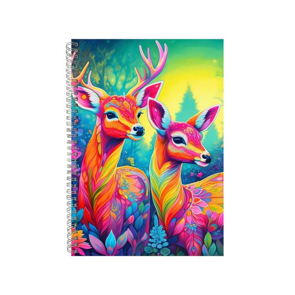 Rainbow Deer Freesias Lisa Neon Notebook Gift Idea A4 Notepad Pad 75