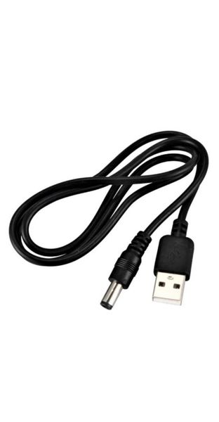Black USB 2.0 Male To 5.5 2.1mm Male DC Cable 1M