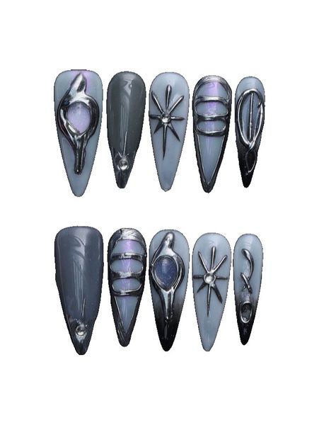 10 Pieces - Mystic Spike Stiletto Press-On Nails Set - Multicolor