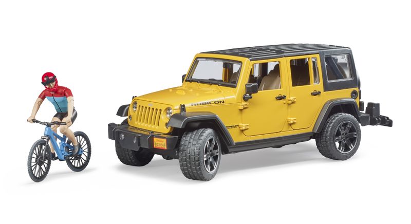Bruder Jeep Wrangler Rubicon Unlimited with Mountain Bike &amp; Cyclist