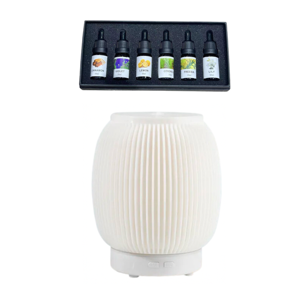 Contemporary Aroma Diffuser Humidifier &amp; Light with 6 Essential Oils